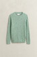 Gant Cotton Cable Crew Neck Pullover Soft Green Melange