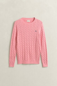 Gant Cotton Cable Crew Neck Pullover Washed Pink