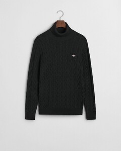 Gant Cotton Cable Rollneck Trui Zwart