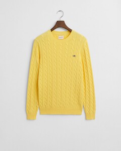 Gant Cotton Cable Ronde Hals Trui Banana Yellow