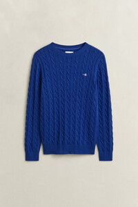 Gant Cotton Cable Ronde Hals Trui Blauw