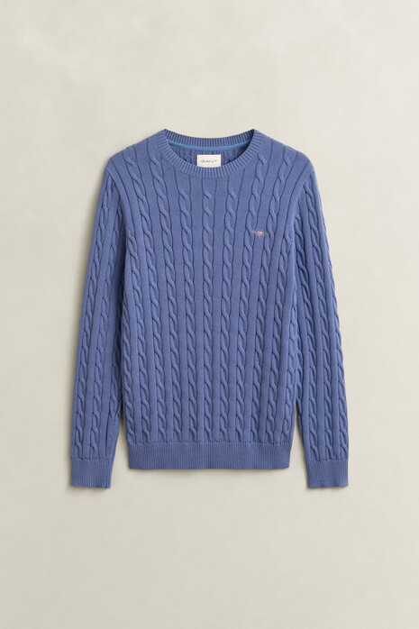 Gant Cotton Cable Ronde Hals Trui Blue Horizon