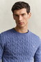 Gant Cotton Cable Ronde Hals Trui Blue Horizon