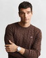 Gant Cotton Cable Ronde Hals Trui Brown Melange