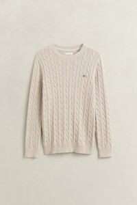 Gant Cotton Cable Ronde Hals Trui Clay Beige