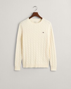 Gant Cotton Cable Ronde Hals Trui Crème