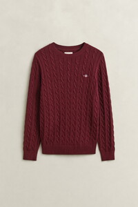 Gant Cotton Cable Ronde Hals Trui Deep Grape Wine