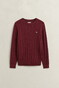 Gant Cotton Cable Ronde Hals Trui Deep Grape Wine
