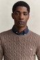 Gant Cotton Cable Ronde Hals Trui Faded Taupe