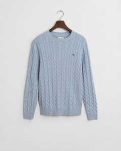 Gant Cotton Cable Ronde Hals Trui Fresh Blue