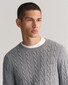 Gant Cotton Cable Ronde Hals Trui Grijs Melange