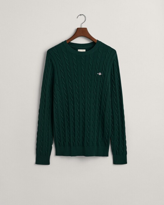 Gant Cotton Cable Ronde Hals Trui Groen