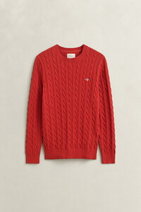 Gant Cotton Cable Ronde Hals Trui Maple Fire