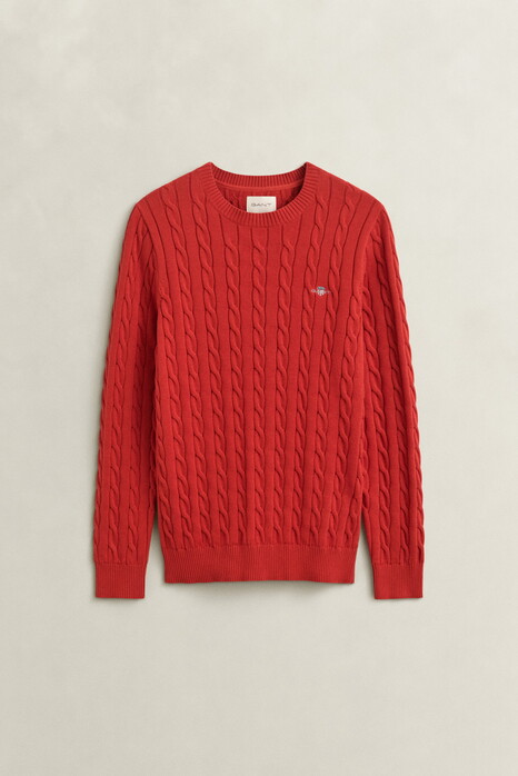 Gant Cotton Cable Ronde Hals Trui Maple Fire