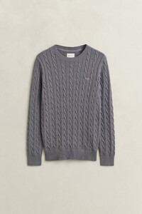 Gant Cotton Cable Ronde Hals Trui Midden Grijs