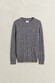 Gant Cotton Cable Ronde Hals Trui Midden Grijs