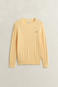 Gant Cotton Cable Ronde Hals Trui Mild Yellow