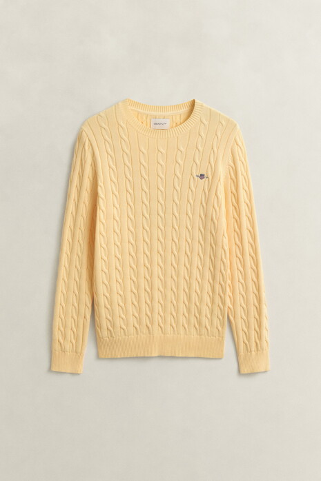 Gant Cotton Cable Ronde Hals Trui Mild Yellow