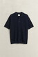 Gant Cotton Check Texture Short Sleeve Polosweater Pullover Evening Blue