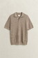 Gant Cotton Check Texture Short Sleeve Polosweater Trui Mist Taupe
