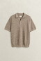 Gant Cotton Check Texture Short Sleeve Polosweater Trui Mist Taupe