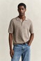 Gant Cotton Check Texture Short Sleeve Polosweater Trui Mist Taupe