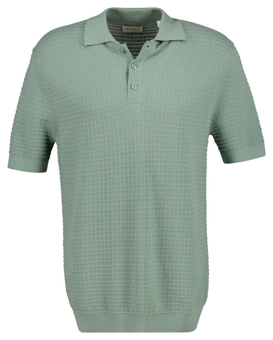 Gant Cotton Check Texture Short Sleeve Polosweater Trui Surplus Mint