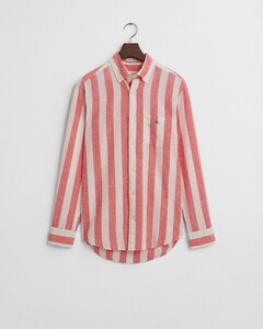 Gant Cotton Linnen Bold Stripe Button-Down Overhemd Brick Red