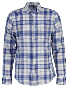 Gant Cotton Linnen Multi Check Button-Down Overhemd Vintage Blue