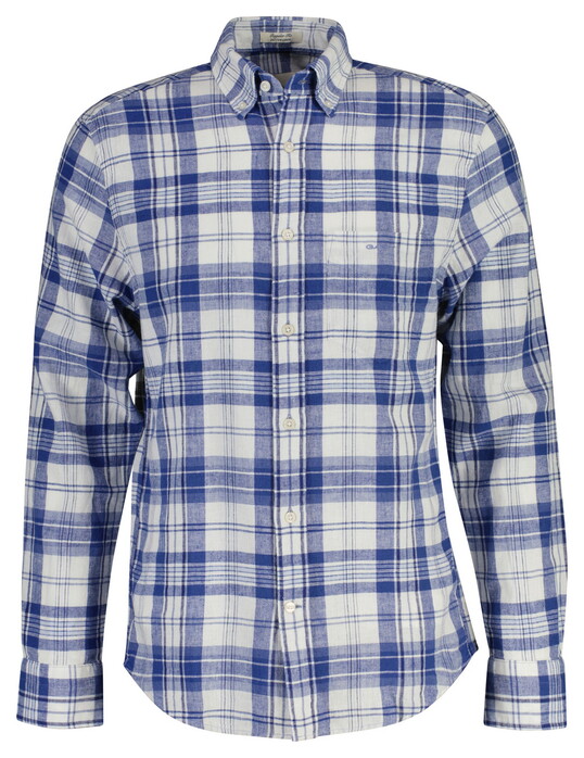 Gant Cotton Linnen Multi Check Button-Down Overhemd Vintage Blue
