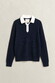 Gant Cotton Merino Rugger Subtle Ribbed Texture Trui Avond Blauw