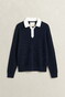 Gant Cotton Merino Rugger Subtle Ribbed Texture Trui Avond Blauw