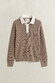 Gant Cotton Merino Rugger Subtle Ribbed Texture Trui Mist Taupe