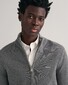 Gant Cotton Piqué Zip Cardigan Vest Dark Grey Melange
