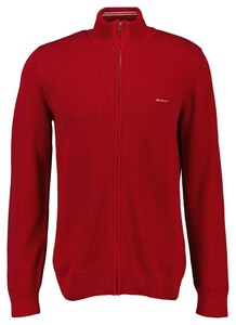 Gant Cotton Piqué Zip Cardigan Vest Ruby Red