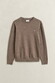 Gant Cotton Plain Jersey Knit Sweater Small Archive Shield Logo Trui Dark Hazelnut Melange