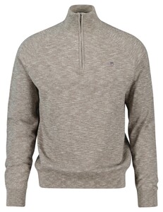 Gant Cotton Slub Half-Zip Trui Midden Bruin