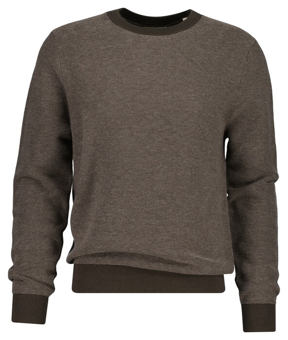 Gant Cotton Wool Two Tone Texture Crew Neck Trui Shadow Brown