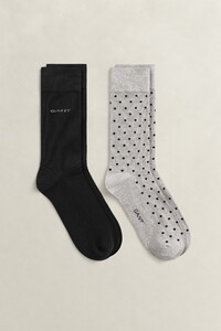 Gant Dot And Solid Socks 2Pack Light Grey
