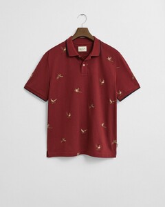 Gant Embroidered Flying Duck Pattern Poloshirt Plumped Red