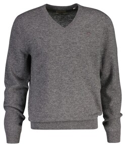 Gant Extrafine Lambswool V-Neck Trui Dark Grey Melange