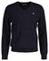 Gant Extrafine Lambswool V-Neck Trui Dark Navy Melange