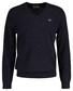 Gant Extrafine Lambswool V-Neck Trui Dark Navy Melange