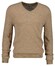 Gant Extrafine Lambswool V-Neck Trui Dark Sand Melange