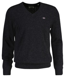 Gant Extrafine Lambswool V-Neck Trui Donker Grijs