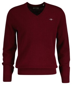 Gant Extrafine Lambswool V-Neck Trui Plumped Red