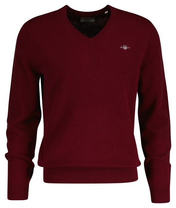 Gant Extrafine Lambswool V-Neck Trui Plumped Red