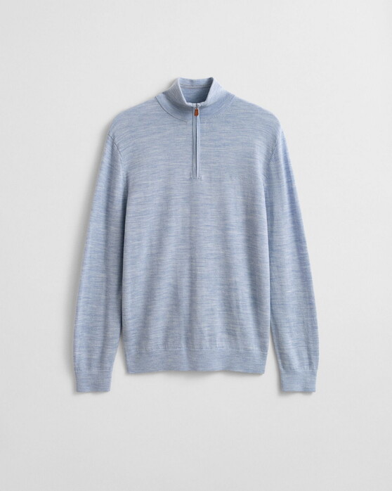 Gant Extrafine Merino Wool Half Zip Trui Light Blue Melange