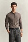 Gant Extrafine Merino Wool Polo Collar Trui Dark Hazelnut Melange