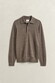 Gant Extrafine Merino Wool Polo Collar Trui Dark Hazelnut Melange